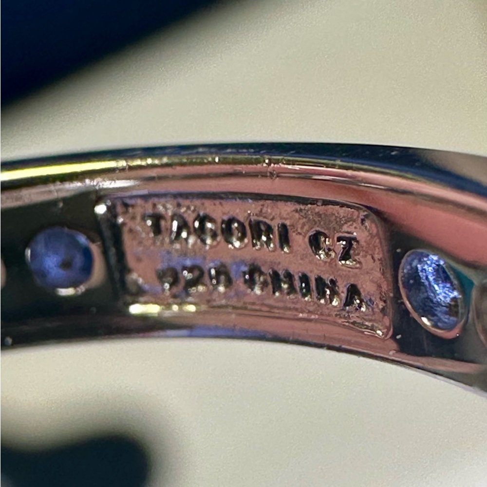 TACORI 925 Sterling Silver Eternity Band CZ Blue Colored Stones; SZ 7.5 - Picture 6 of 8